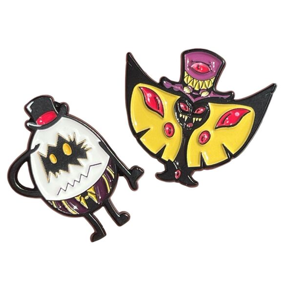 Hazbin Hotel Sir Pentious and Egg Minion Enamel Pin Set - Picture 2 of 6
